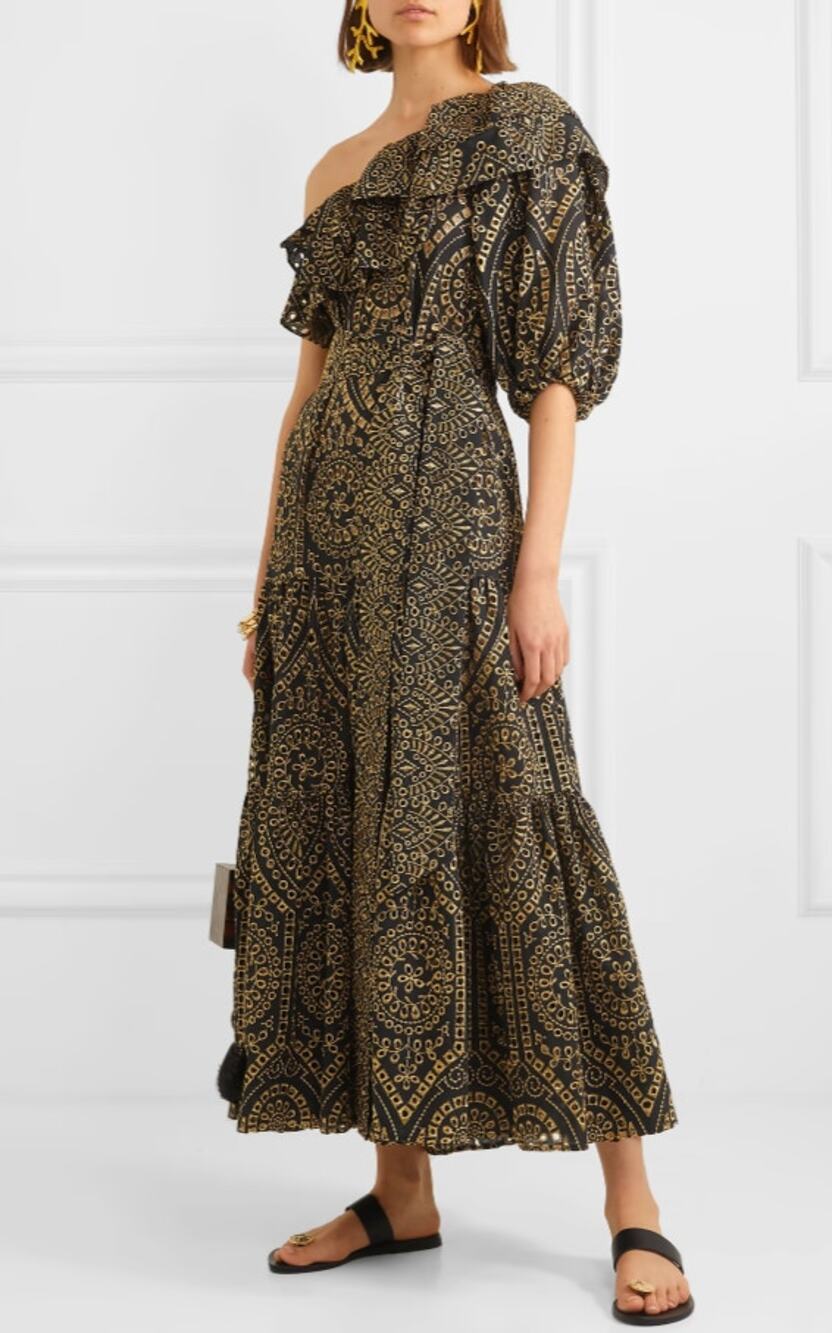 Lisa Marie Fernandez NWT Arden Arden Metallic Broderie Maxi Dress IT 44 US 10